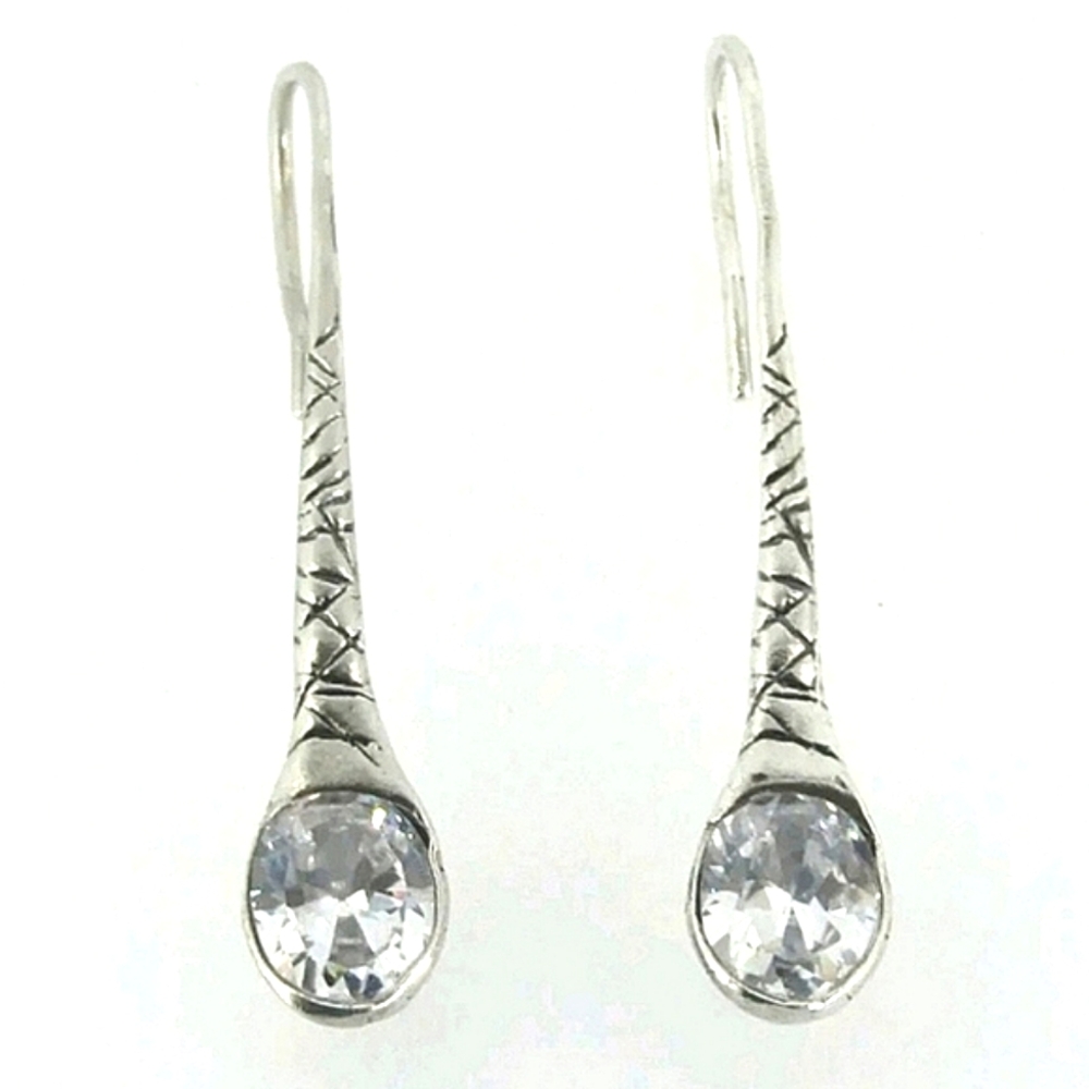 Rare Silpada 925 Sterling Etched Falling Star CZ Earrings